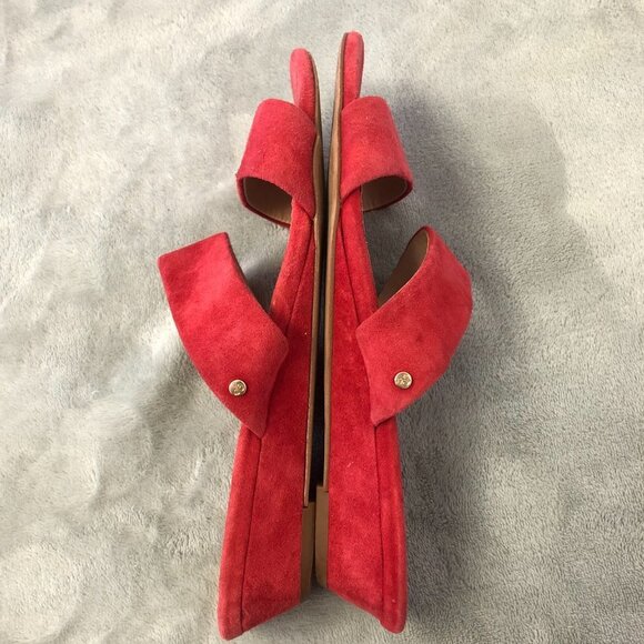 Sam Edelman Lanelle Nubuck Red Suede Leather Open Toe Sandal Size 8 - Picture 8 of 14